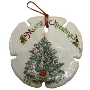 Hand-Painted Sand Dollar Christmas Ornament - Unique Coastal‎ Decor!